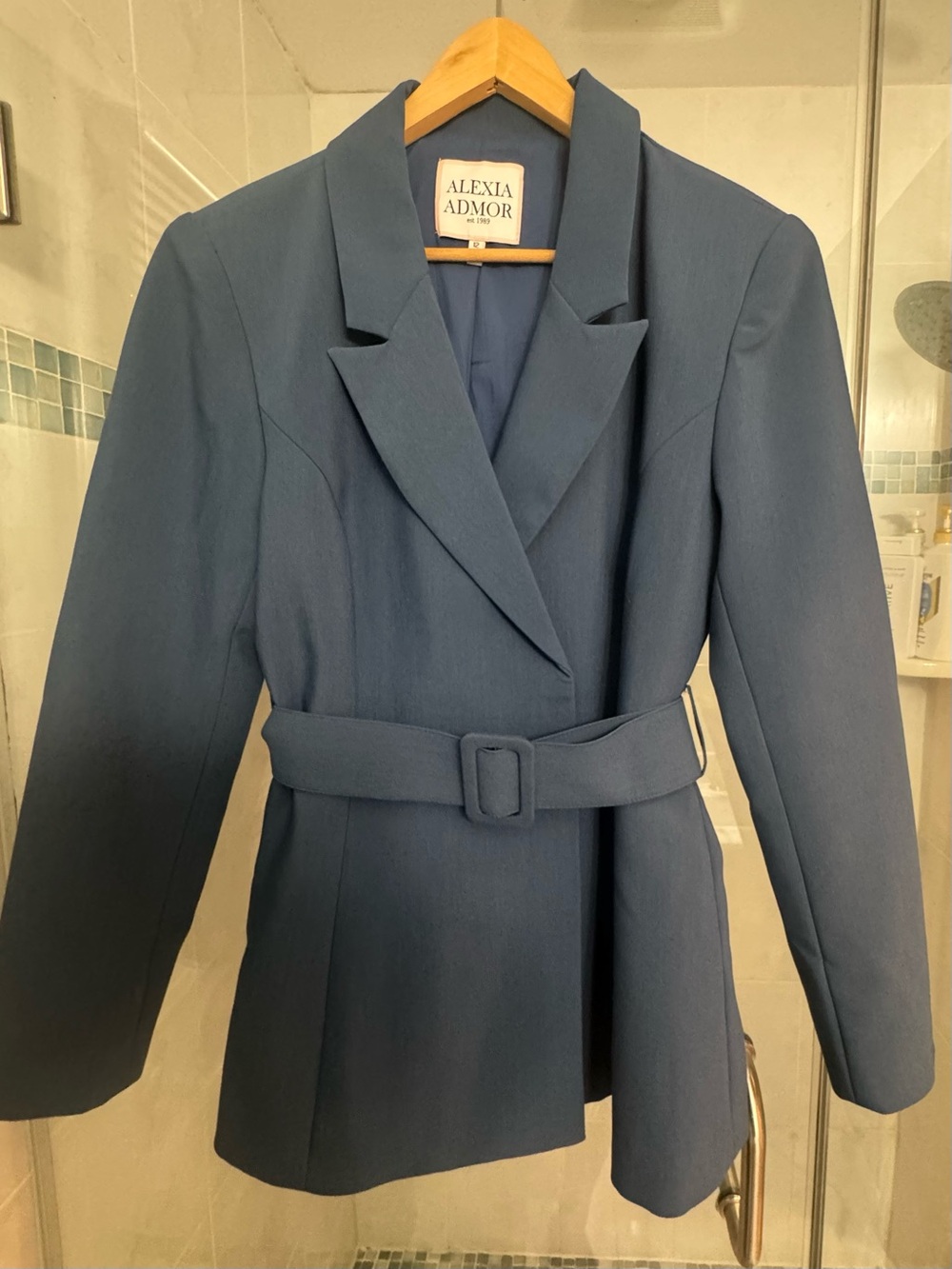 Alexia Admor Belted Navy Blazer Jacket